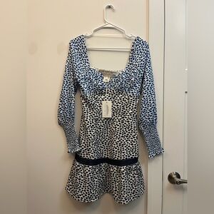 Foxiedox Anthropologie Blue and White Patterned Dress